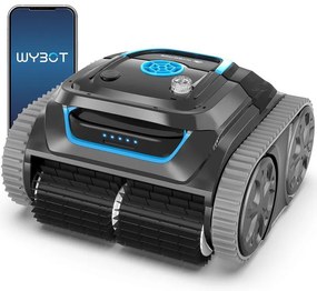 Безкабелен робот за почистване на басейни Wybot S1, 80W, Li-Ion 6400 mAh, За до 120 м2, 6 режима, SMART, Автономия до 200 минути, Self-parking, Auto-reverse, IPX8, Черен