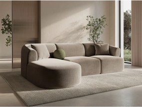 Светлокафяв кадифен ъглов диван (ляв ъгъл) Campi – Cosmopolitan Design