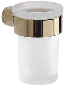 Бяла/златна стенна стъклена чаша за четки за зъби Gedy Pirenei – Sapho