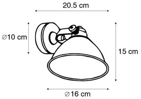 Индустриален стенен аплик бронз с регулируема мед - Liko