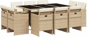 3210670 vidaXL Градински комплект с възглавници, 11 части, бежов полиратан