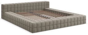Двойно легло кафяво-сиво тапицирано с включена подматрачна рамка 140x200 cm Akela – Makamii