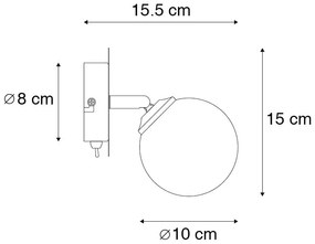 Ръстичен прожектор черен регулируем с опушено стъкло - Атина