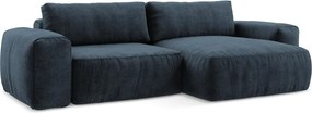 Тъмносин шенилов сгъваем ъглов диван (десен ъгъл) Kuki – Makamii
