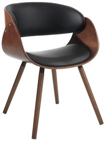 Черен/тъмнокафяв тапициран трапезен стол с подлакътници Visby Evo – Tomasucci