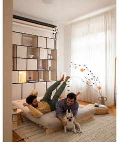 Сив разтегателен диван 140 cm Roots - Karup Design