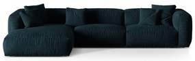 Тъмносин кадифен модулен ъглов диван (ляв ъгъл) Martina – Micadoni