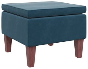329456 vidaXL Табуретка с дървени крака, синя, кадифе