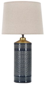 Сива и кремава керамична настолна лампа с текстилен абажур (височина 55 cm) Graphs Dark - Mauro Ferretti