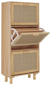 345650 vidaXL Шкаф за обувки кафяв 52x25x115 см инженерно дърво и ратан
