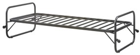 Черно метално сгъваемо единично легло 90x200 cm с включена подматрачна рамка Lucy – WOOOD