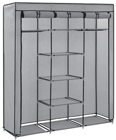 282456 vidaXL Гардероб с отделения и лостове, сив, 150x45x175 см, плат