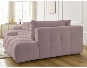 Розов сгъваем/с място за съхранение ъглов диван (десен ъгъл/U форма) Fuji – Bobochic Paris