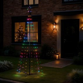 Коледна подова лампа черна 240 см вкл. LED RGB IP44 с дистанционно управление - Nagi