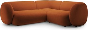 Теракотен кадифен ъглов диван (десен ъгъл/L форма) Kate – Micadoni