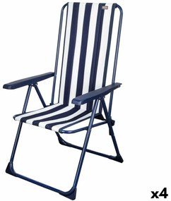 подплатен къмпинг стол Aktive Бял Морско син Раиран 46 x 101 x 59 cm (4 броя)