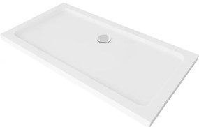 Mexen Flat праволинеен душ кабина slim 130 x 70 см, бял, хромиран сифони - 40107013