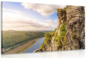 Картина на платно – Изглед към река и гора