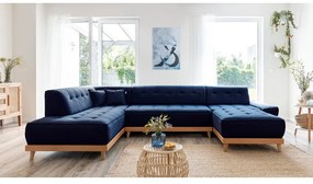 Морскосин U-образен разтегателен диван, ляв ъгъл Dazzling Daisy - Miuform