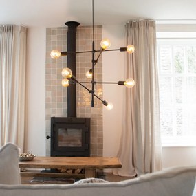 Индустриално висящо осветително тяло черно 8-светлина - Сидни