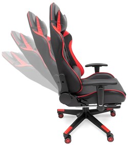 Масажен стол за игра с поставка за крака - червен