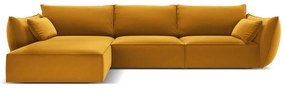 Кадифен ъглов диван в цвят горчица (ляв ъгъл) Vanda – Mazzini Sofas