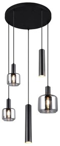 Черно висящо осветително тяло с метален абажур/със стъклен абажур ø 40 cm Mataro – Trio