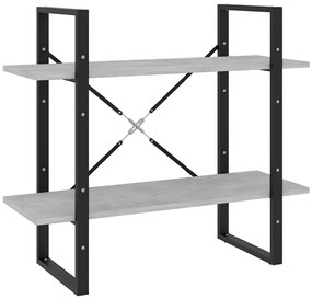 806451 vidaXL 2-етажна библиотека, бетонно сива, 80x30x70 см, инженерно дърво