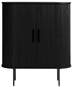 Черно шкафче от декор от дъб с плъзгащи се врати 100x118 cm Nola – Unique Furniture