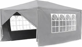 Градинска беседка, парти шатра 3 x 4 м със стени и прозорци Сив