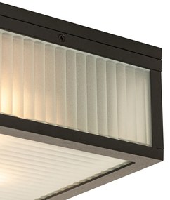 Интелигентна външна таванна лампа черна с оребрено стъкло, вкл. WiFi A60 - Charlois