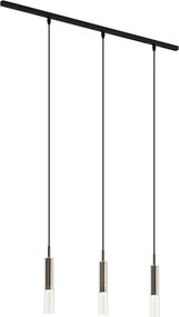 Модерна релсова осветителна система черна с 3 висящи лампи Gunmetal 1-фазна - Slimline Loyce