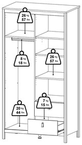 Бял гардероб с огледало 102x199x58 cm Madrid – Tvilum