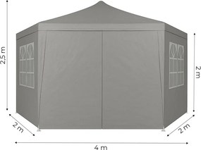 Градинска беседка 2 x 2 м - парти шатра със стени и прозорци Сив