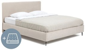 Бежово тапицирано двойно легло с матрак и решетка 180x200 cm Noira Slim - Bonami Selection