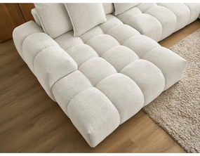 Бял шенилов сгъваем/с място за съхранение ъглов диван (десен ъгъл/U форма) Everest – Bobochic Paris