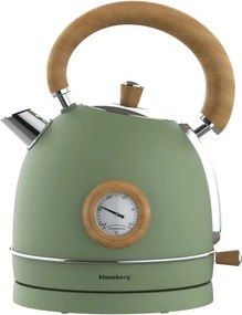 Електрическа кана-чайник Klausberg KB 9008, 2200W, 1.8 л, 360° основа, Индикатор ниво вода, Термометър, Зелен