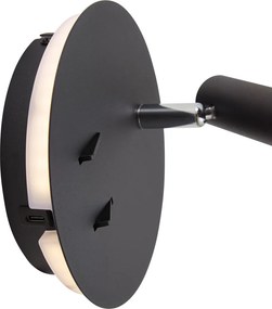 Модерна черна стенна лампа с LED и USB-C - Croft