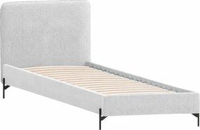 Светлосиво единично тапицирано легло с включена подматрачна рамка 90x200 cm Barker – Ropez