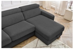 Тъмносив разтегателен ъглов диван от рипсено кадифе (променлив) Monaco – Bobochic Paris