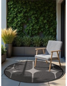 Черно-бял кръгъл килим за открито и закрито ø 160 cm Duet Bowen – NORTHRUGS