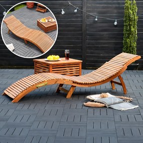 Сгъваем дървен шезлонг от акациева дървесина