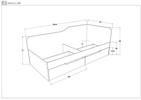 Легло + чекмеджета за матрак 90/200 Амико