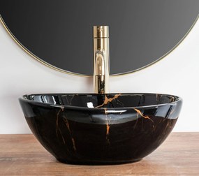 Умивалник за плот Rea Sofia Mini Black Marble Shiny