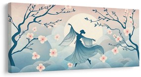 Картина на платно – Силует на танцьорка сред сакури