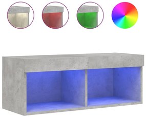 837147 vidaXL ТВ шкаф с LED осветление, бетонно сив, 80x30x30 см