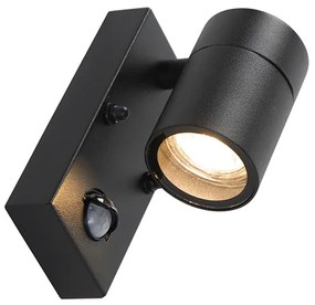 Външна стенна лампа черна с датчик за движение IP44 - Solo