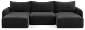 Черен разтегателен ъглов диван с място за съхранение Kalena – Makamii