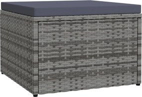 310488 vidaXL Градинска табуретка с възглавница, сива, полиратан