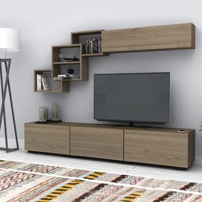 Меламиново ТВ единица Free в цвят орех 210x35x38см.